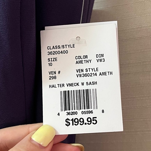 Vera Want White Elegant Purple Halter Maxi Dress or Gown with Side Slit Size 10 - Picture 6 of 12